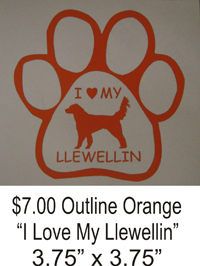 I Love My Llewellin Orange window decal
